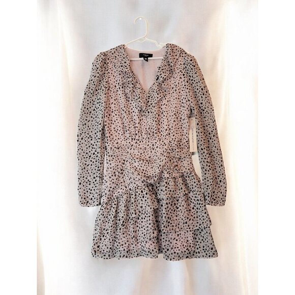 Aqua Asymmetrical Ruffle Dress Girls Pink and Black Printed from Bloomingdale's, - Picture 1 of 12